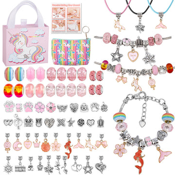 Charms bracelet kit 1 lot de 68 pièces jouet DIY charms kit charm bracelet making kit jouet fille 5 ans ensemble de bracelets exquis